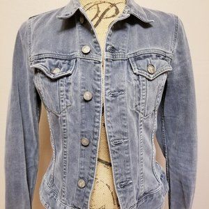 Blue Cult women's faded denim jeans jacket corset stitching style